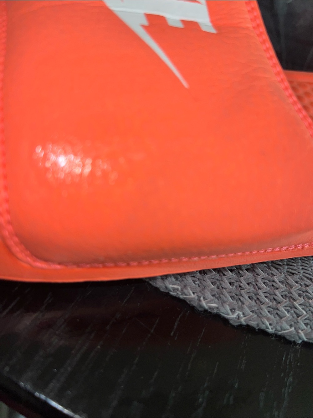 Nike Bright Orange Slide Sandals with White Logo - Picture 5 of 8
